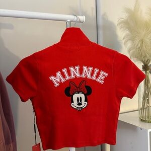 Forever 21 Minnie Mouse Zip-up Crop top